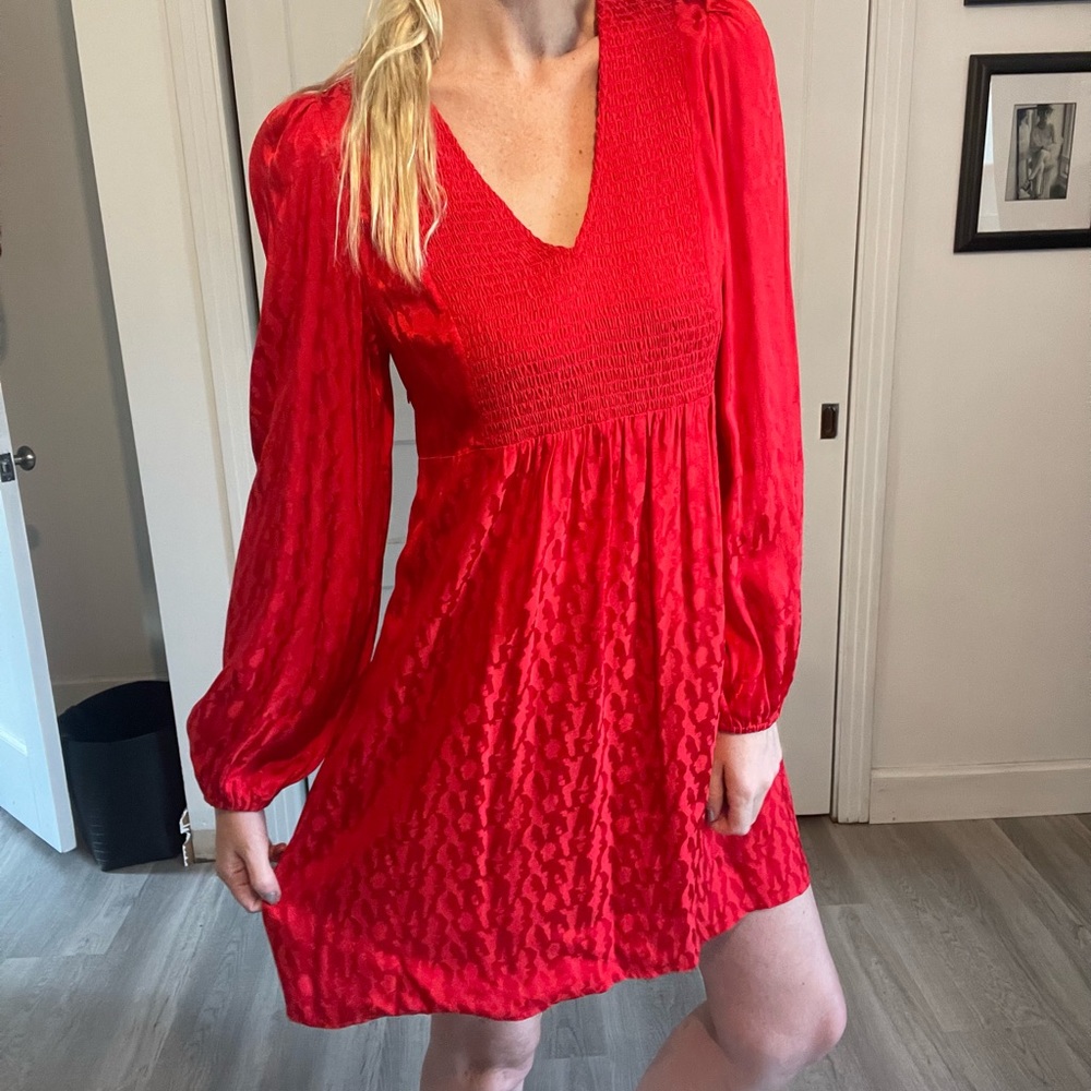 Maje red leopard print mini dress